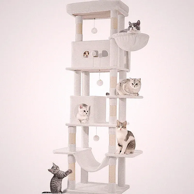 Katzenkratzbaum MS21018, 210 cm, cremeweiß - A