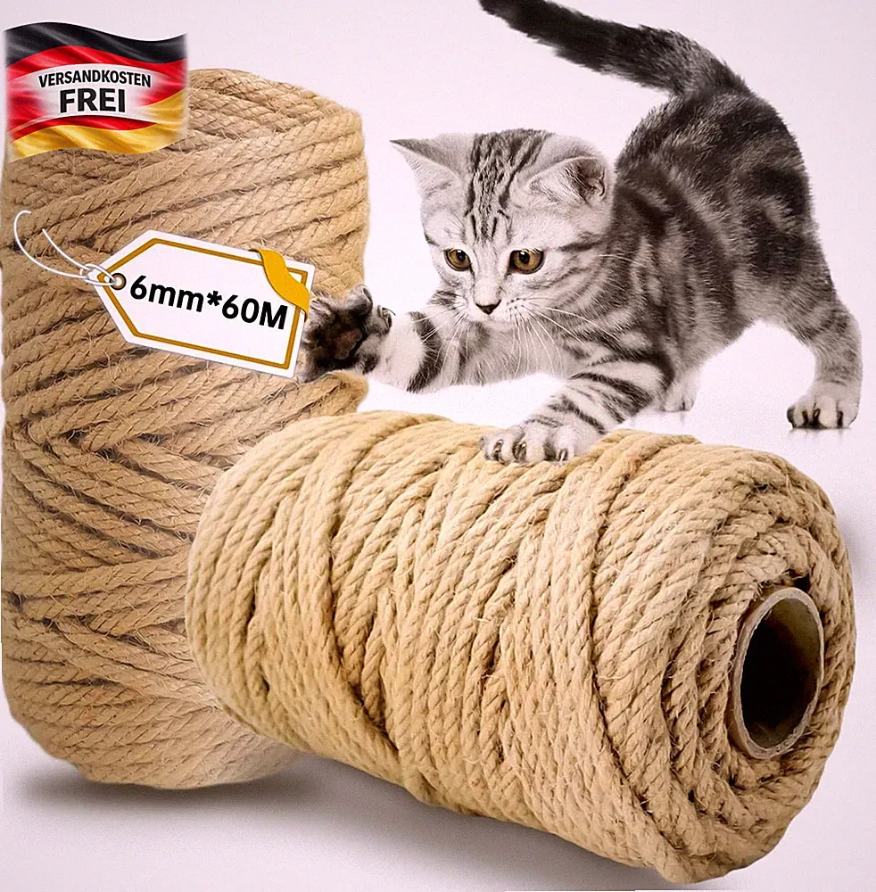 Katzenkratzbaum Seil 6mm x 60m robust Naturfaser vielseitig nutzbar