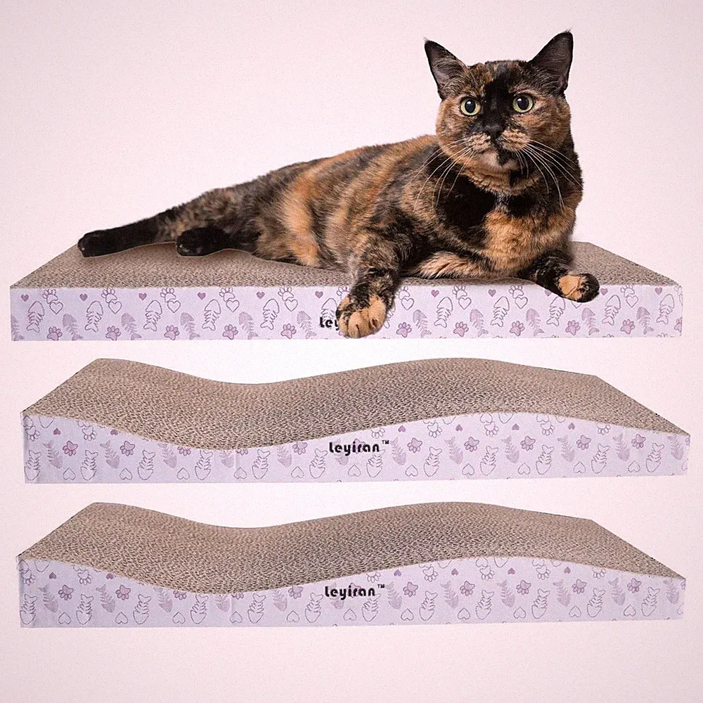 Katzenkratzbrett 3er Set – Kratzmatte aus Wellpappe, 1 Gerade und 2 Gewellte...