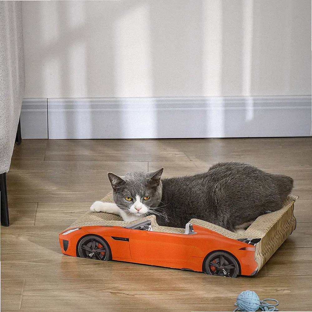 Katzenkratzbrett Autoform 2 in 1 Katzenkratzkarton mit Katzenminze, rot