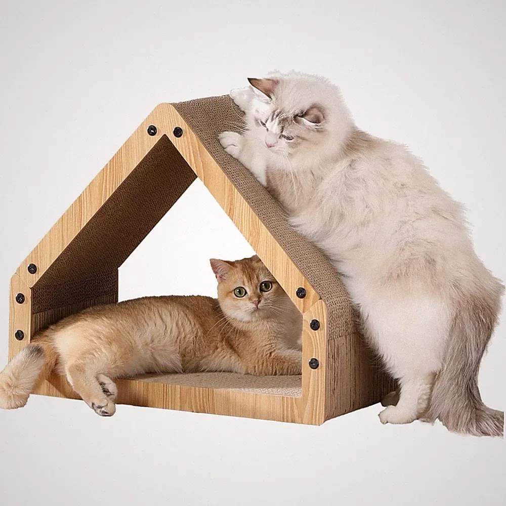 Katzenkratzbrett Hausform 42 cm - Kratzpappe für Katzen