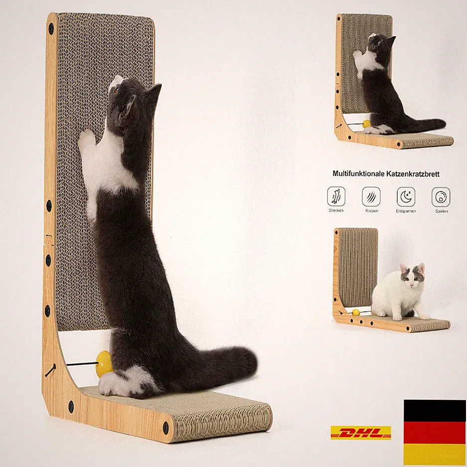 Katzenkratzbrett L Form 48cm Hoch 3cm Dicke für Katzen Möbel Zubehör