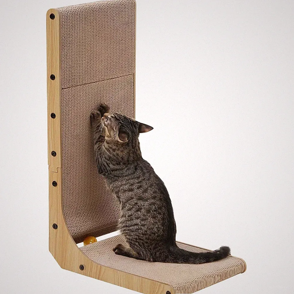 Katzenkratzbrett L-Form Kratzpappe Wandkratzbaum Katzenzubehör groß