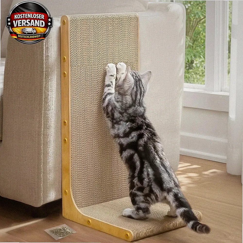 Katzenkratzbrett Wandmontage 58cm L-Form, strapazierfähige Pappe, Möbelschutz