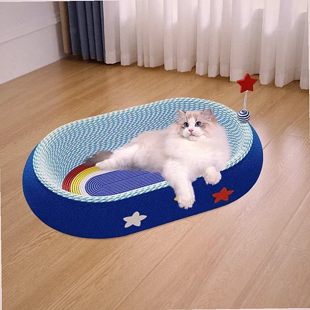 Katzenkratzschale, oval, Sisal, Katzenbett für kleine, mittelgroße und große