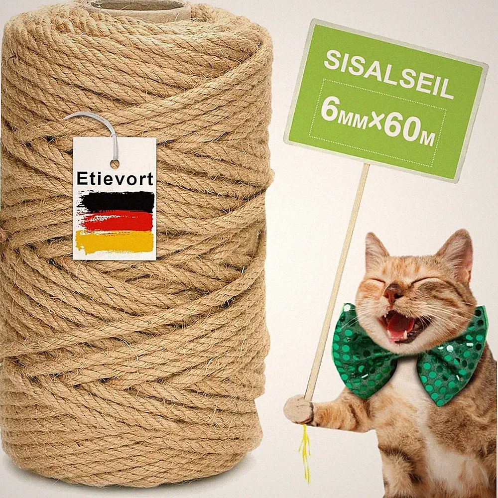 Katzenseil Kratzbaum Sisalseil 6mm 60m Natur Zubehör DIY Haushalt