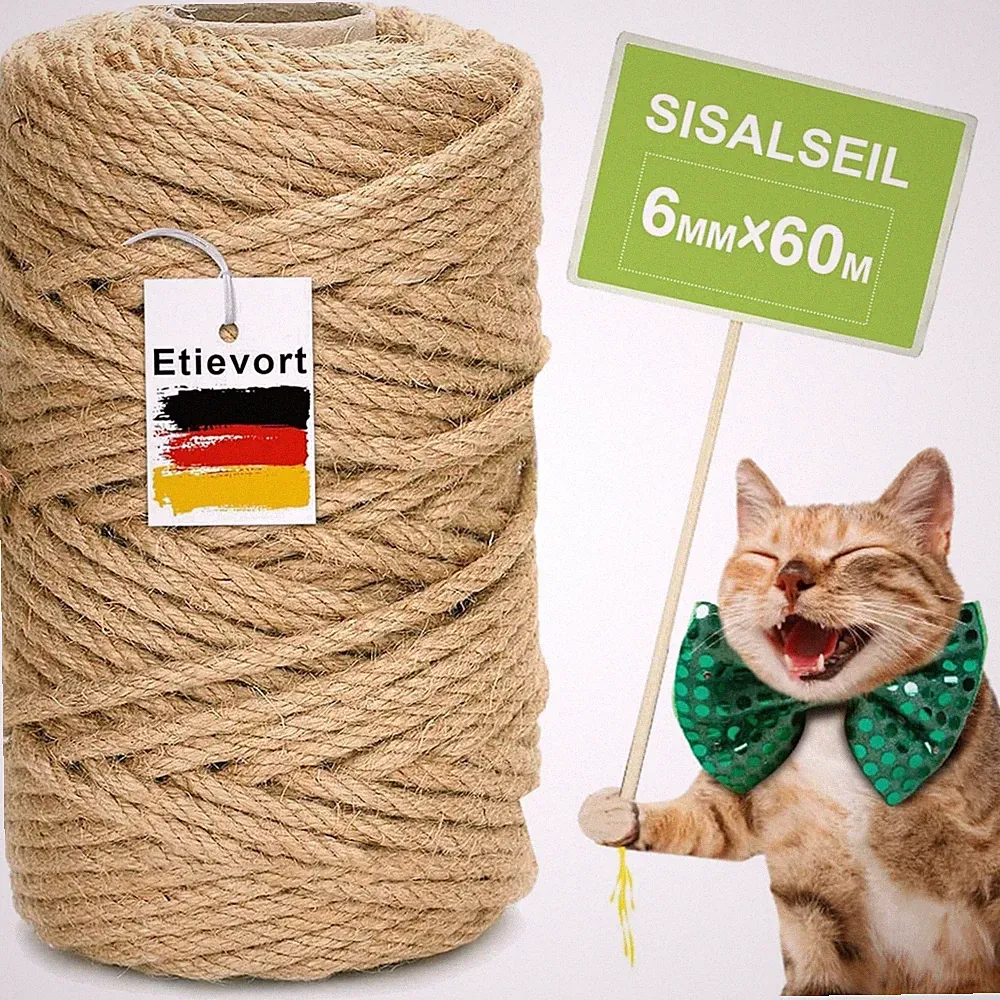 Katzenseil Sisalseil 6mm x 60m Kratzbaum Seil Natur Bastelbedarf