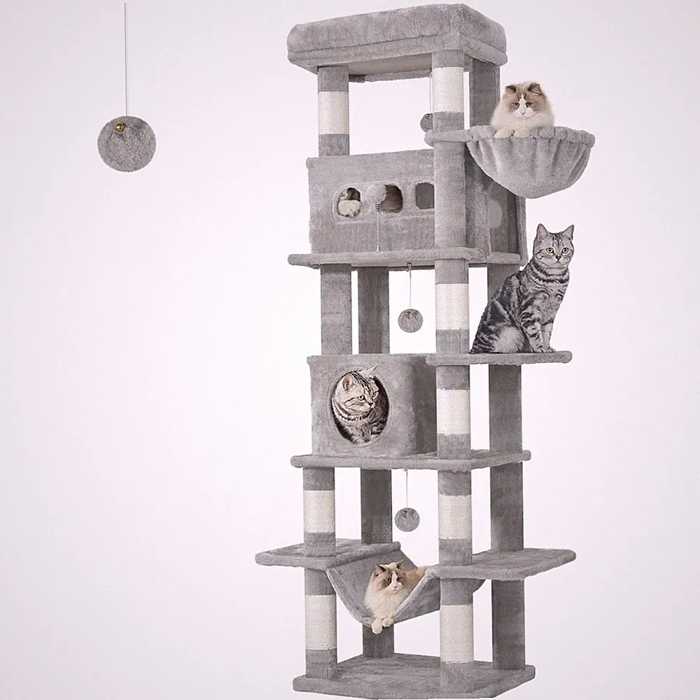 Katzenspielzeug Kratzbaum 170cm Groß Katzenkratzbaum Kletterbaum Plüsch Sisal