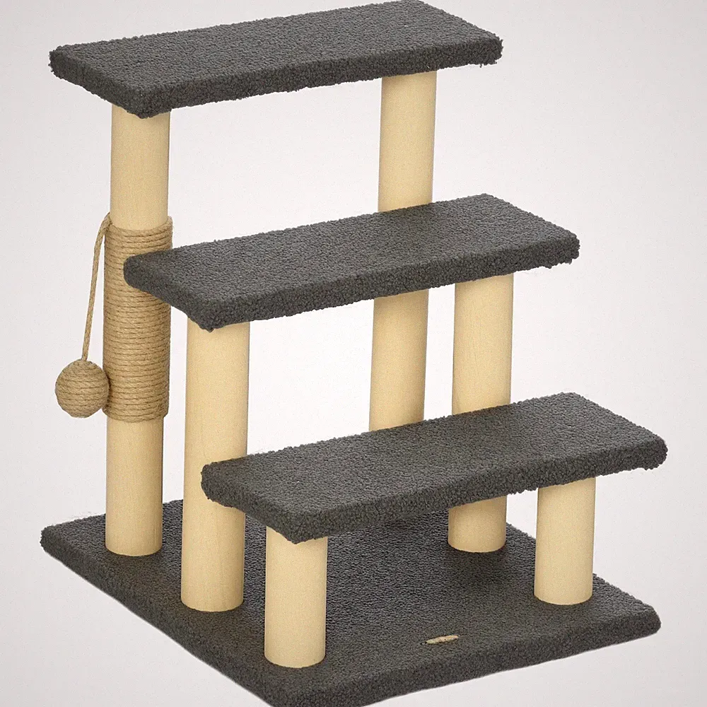 Katzentreppe 3-stufige Tiertreppe 48 cm Haustiertreppe mit Sisalsäule, Spielball