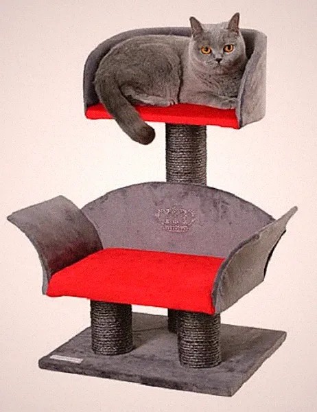 Kerbl 81548 Kratzbaum Lounge Deluxe grau rot Höhe 70 cm Katzenkratzbaum