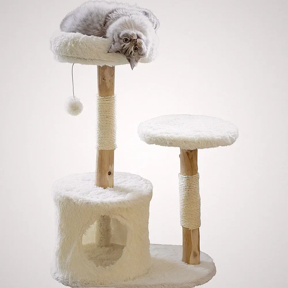 Kerbl Katzenkratzbaum Lucia 90cm weiß Holz Kratzbrett Kratzbaum Katzenmöbel