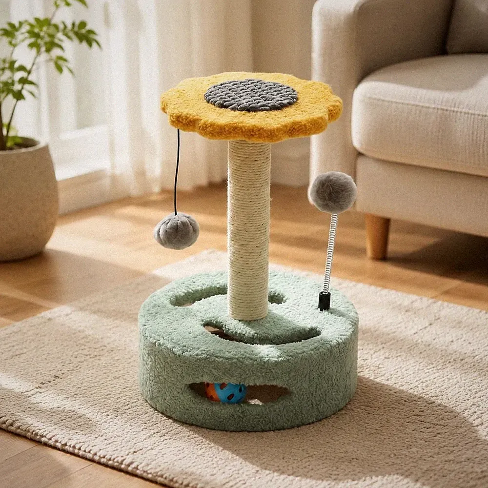 Kleiner Kratzbaum Kompaktes Design Katzenbaum mit Spielball Mehrstufig