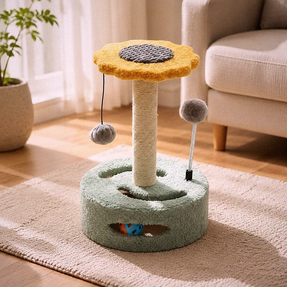 Kleiner Kratzbaum Sisal Katzenbaum mit Spielball Platzsparend für Wohnung