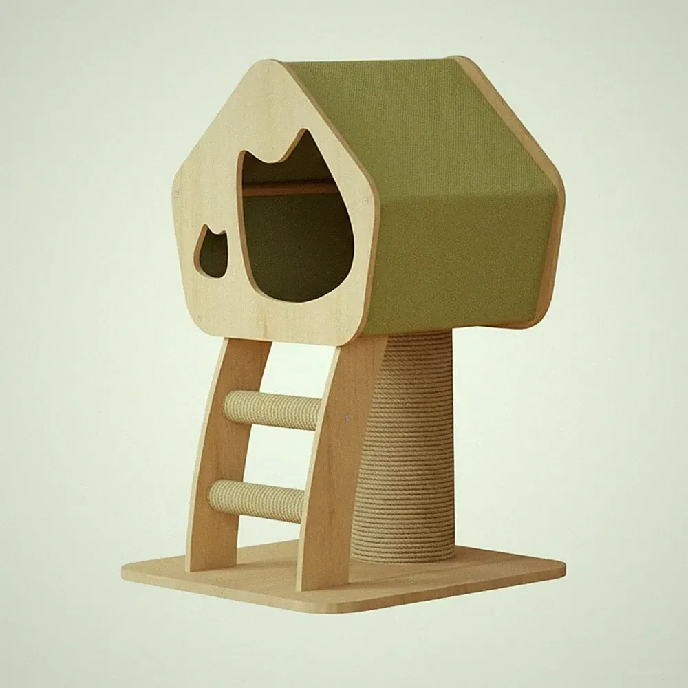 Kleinkatzen Klettergerüst 2-in-1 Design Katzenkratzbaum mit Bett