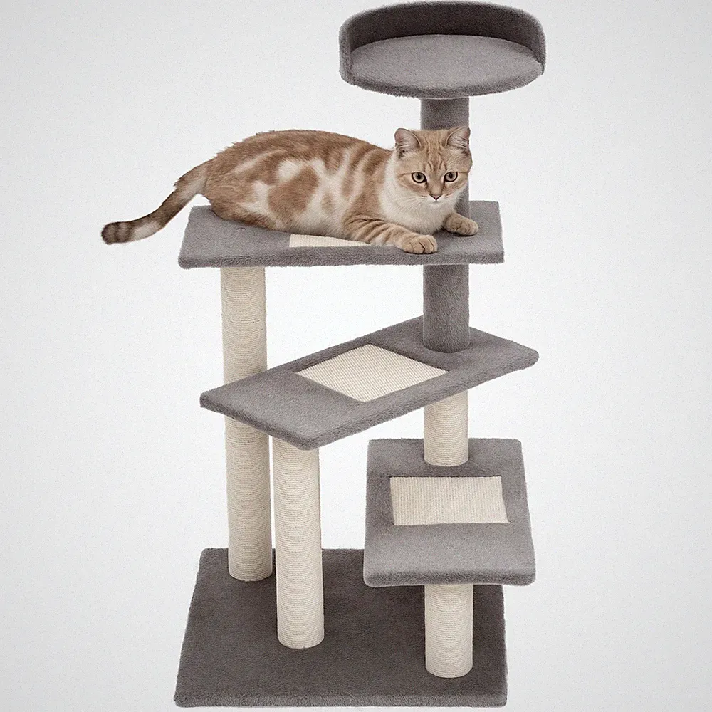 Kletterbaum 5 Schichte Katzenbaum Spielbaum Katzenkratzbaum Treppe Sisal Beige