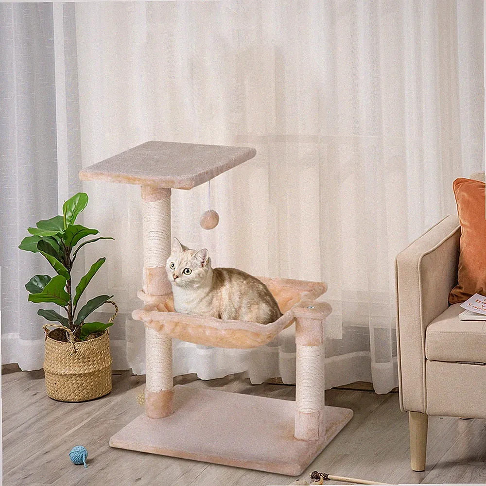 Kletterbaum Katzenbaum Kratzbaum mit Sisalsäule Plüsch-Hängematte Spanplatte Bei