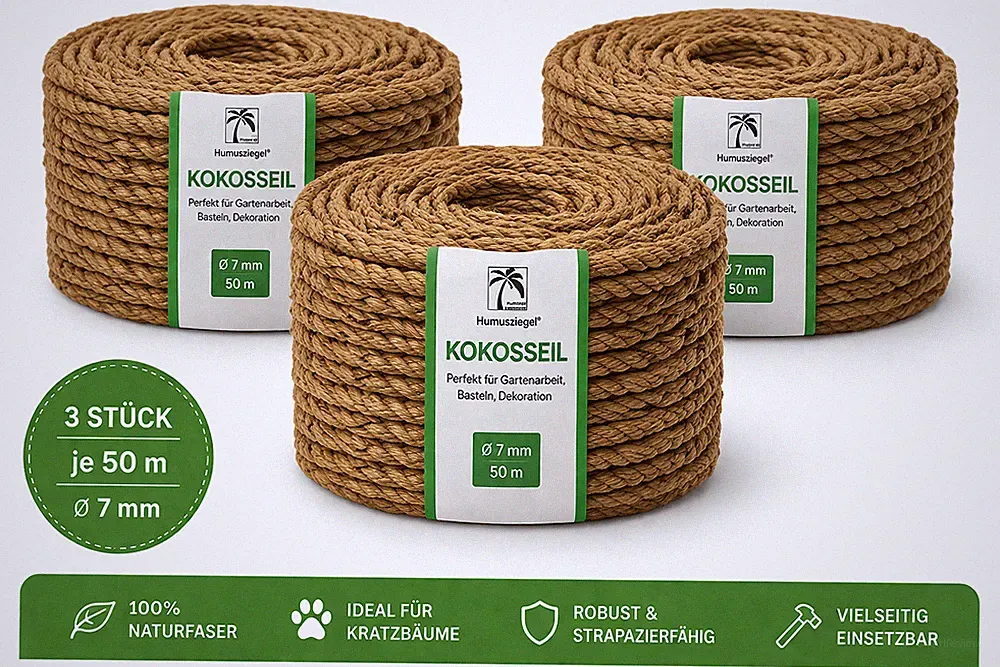 Kokosseil Kratzbaumseil 3x50m Ø7mm Naturfaser Ersatzseil Katzenbaum Reparatur