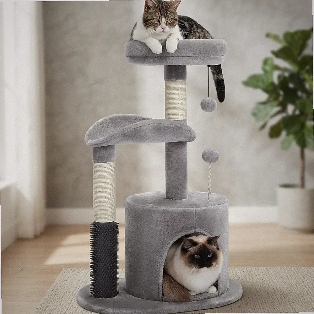 Kompakter 83 cm Kratzbaum mit Plüschhöhle & Sisal-Kratzbaum für kleine Katzen