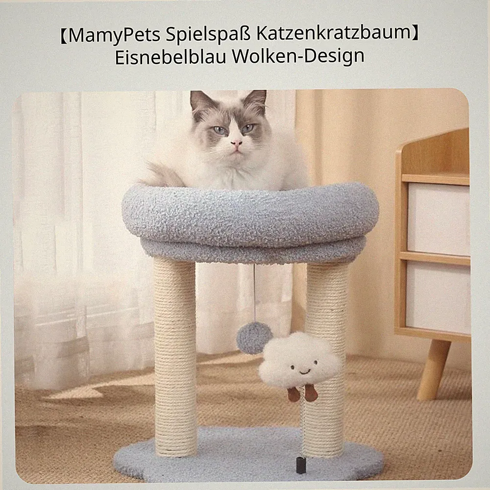 Kompakter Kratzbaum mit Katzenhaus und Spielzeug