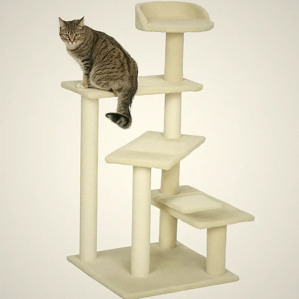 Kratzbaum 100 cm Katzenturm mit Sisalstämme, große Plattform, mehrstöckiger Katz