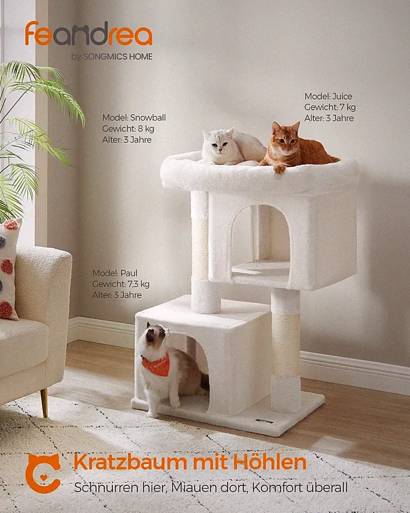 Kratzbaum, 101 cm Katzenbaum, XL, Katzenhaus für extra große Katzen bis zu 20 kg