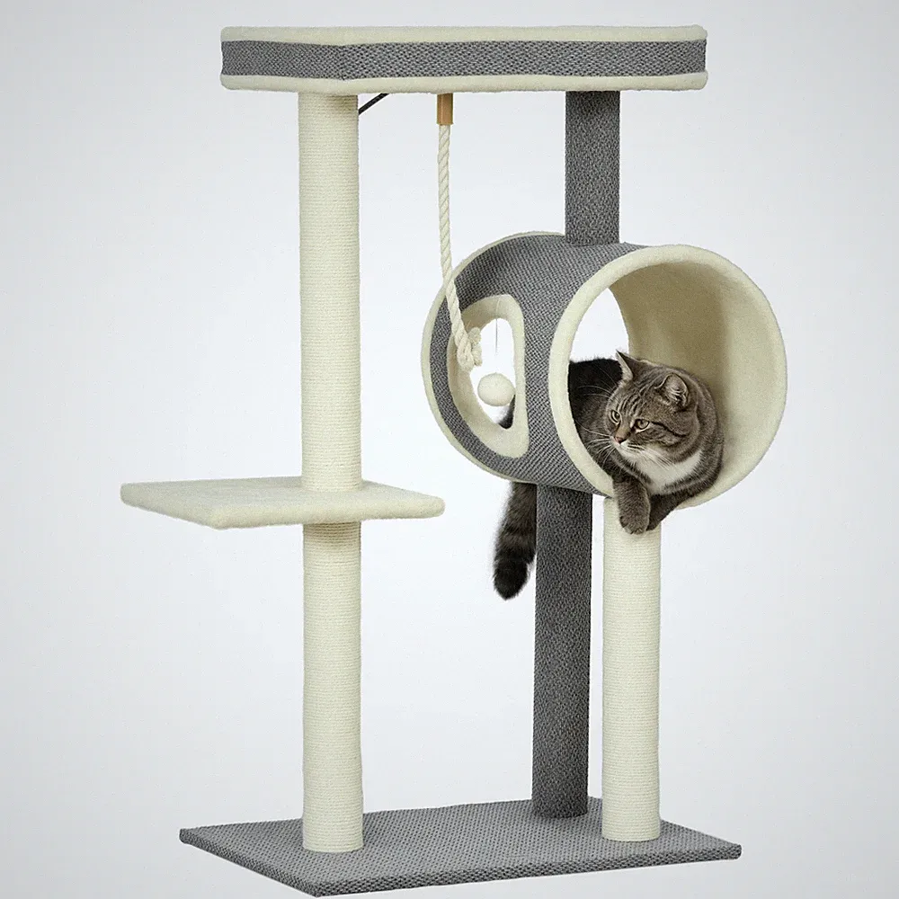 Kratzbaum 104 cm Katzenbaum mit Katzenhöhle, Katzenkratzbaum mit Spielball