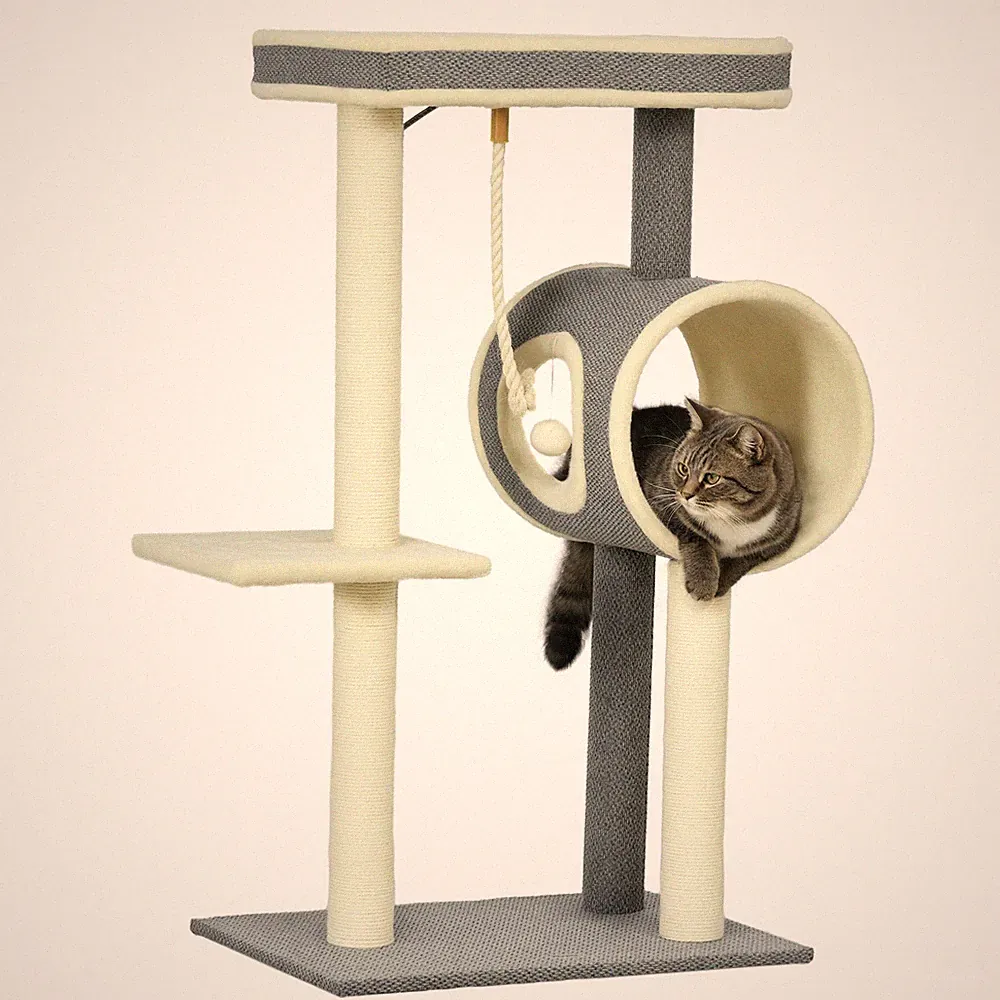 Kratzbaum 104 cm Katzenbaum mit Katzenhöhle, Katzenkratzbaum mit Spielball