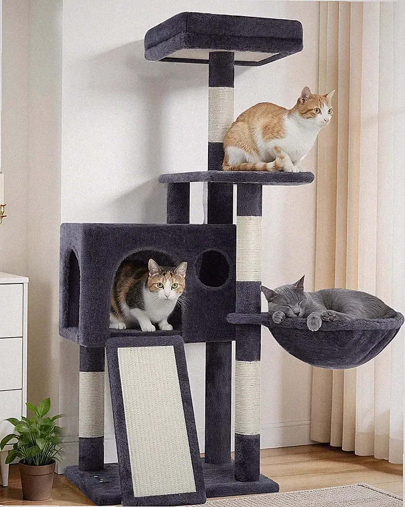 Kratzbaum 107 cm mit Höhle Kratzbrett für Kätzchen GCT005SG Katzenmöbel