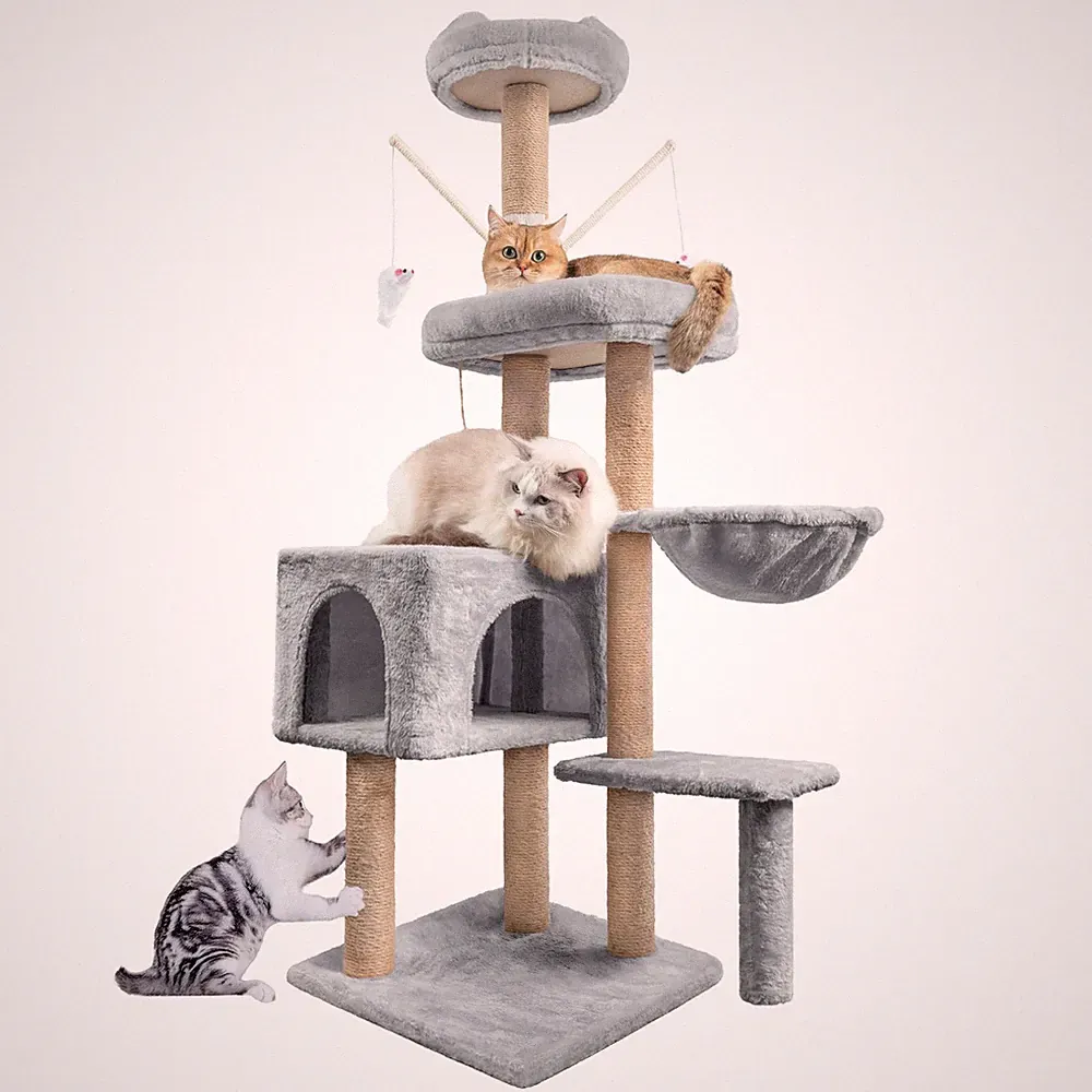 Kratzbaum 145 cm stabiler Katzenkratzbaum für Katzen im Innenbereich mehrstufig Katze