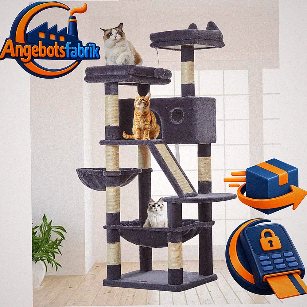 Kratzbaum 146cm Stabiler Katzenbaum für Große Katzen MS026G Haustier