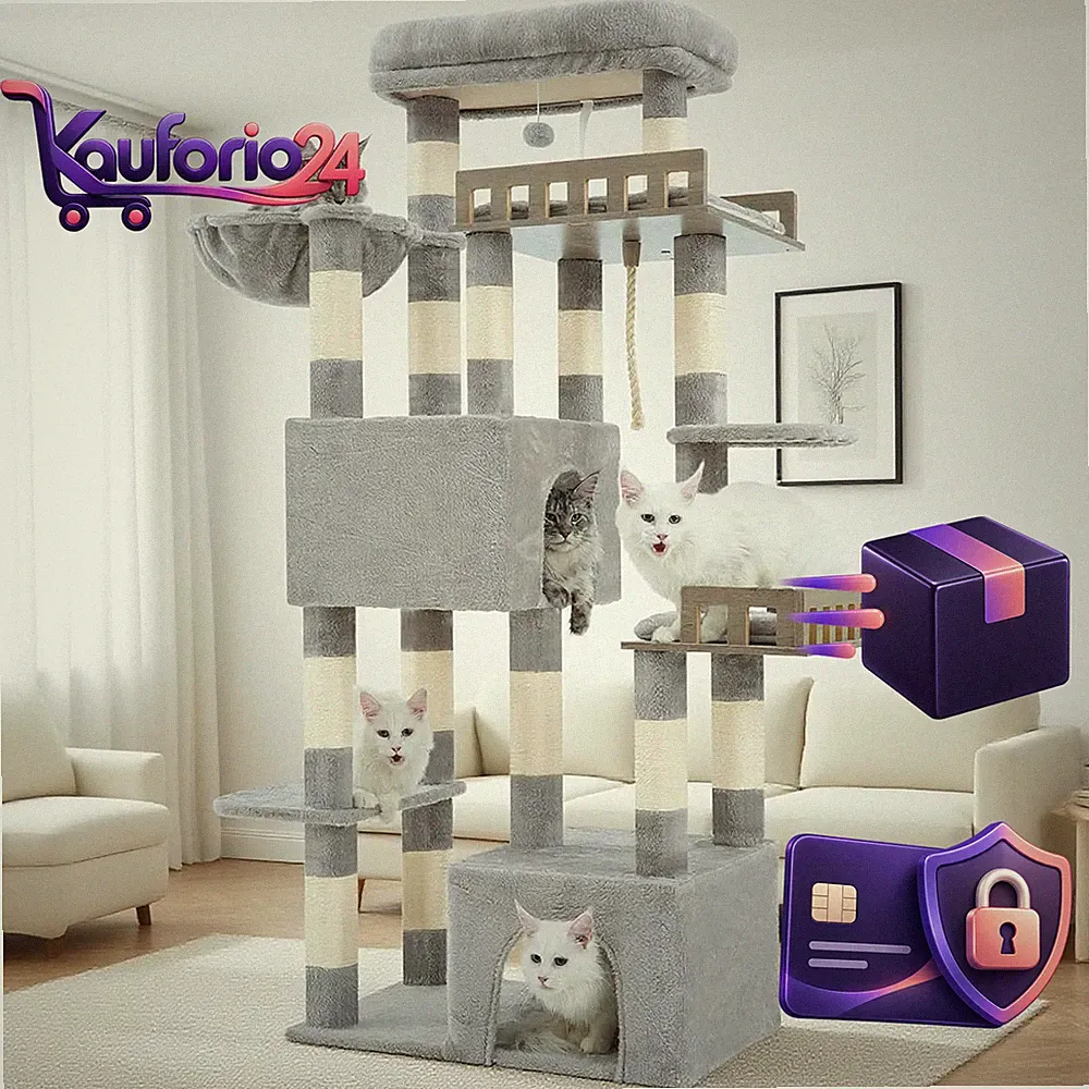 Kratzbaum 174 cm Robust für Mehrere Katzen GCT033W Katzenmöbel Katzenbaum