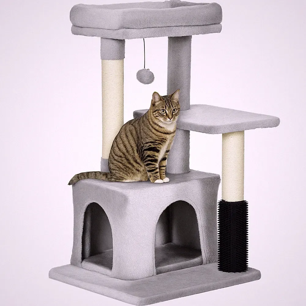 Kratzbaum 80 cm Katzenbaum mit Massageecke Katzenhöhle Sisalseil-Kratzstamm