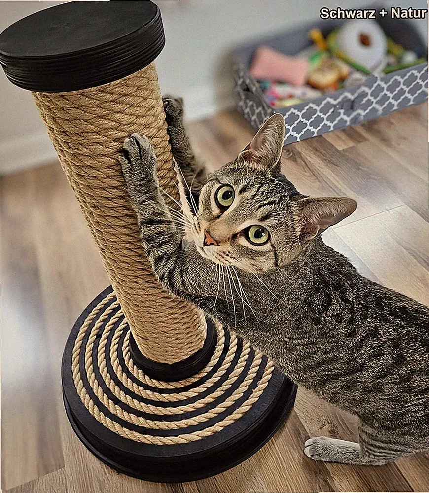 Kratzbaum aus Jute, hoher Pfosten mit Ball – Möbel für große Katzen