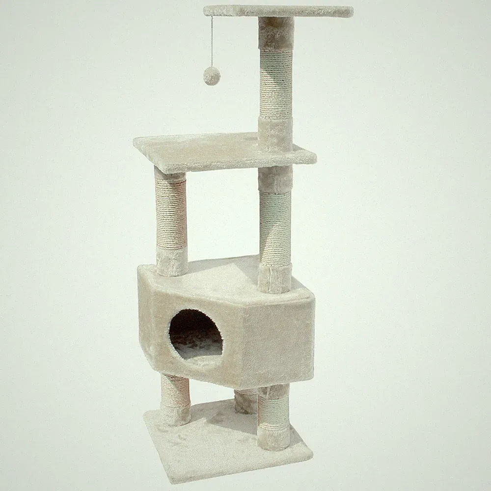 Kratzbaum Classic Loonaa creme 135cm Europet Bernina für Katzen Eckmodell