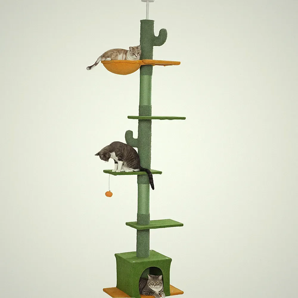 Kratzbaum Deckenhoch, Katzenbaum,230-275 cm Katzenkratzbaum mit Katzenhöhle