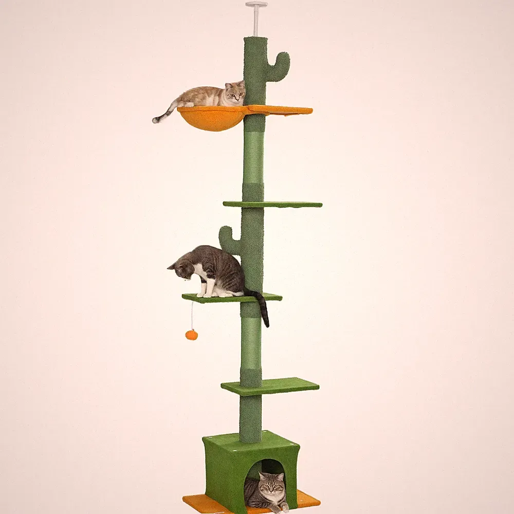 Kratzbaum Deckenhoch, Katzenbaum,230-275 cm Katzenkratzbaum mit Katzenhöhle