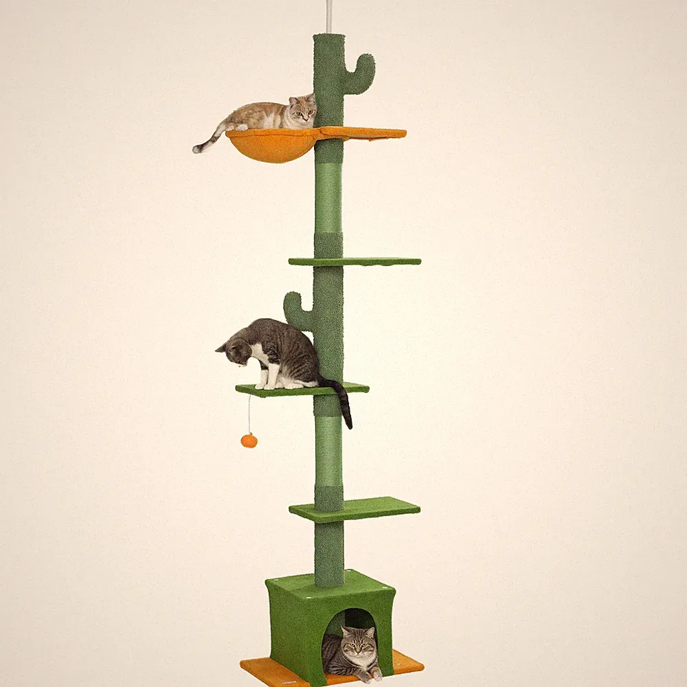 Kratzbaum Deckenhoch, Katzenbaum,230-275 cm Katzenkratzbaum mit Katzenhöhle