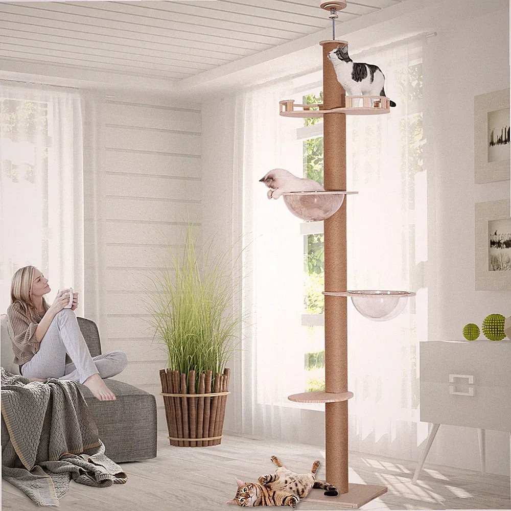 Kratzbaum Deckenhoch Katzenbaum Sisal Großer Kletterbaum Katzenkratzbaum XXL
