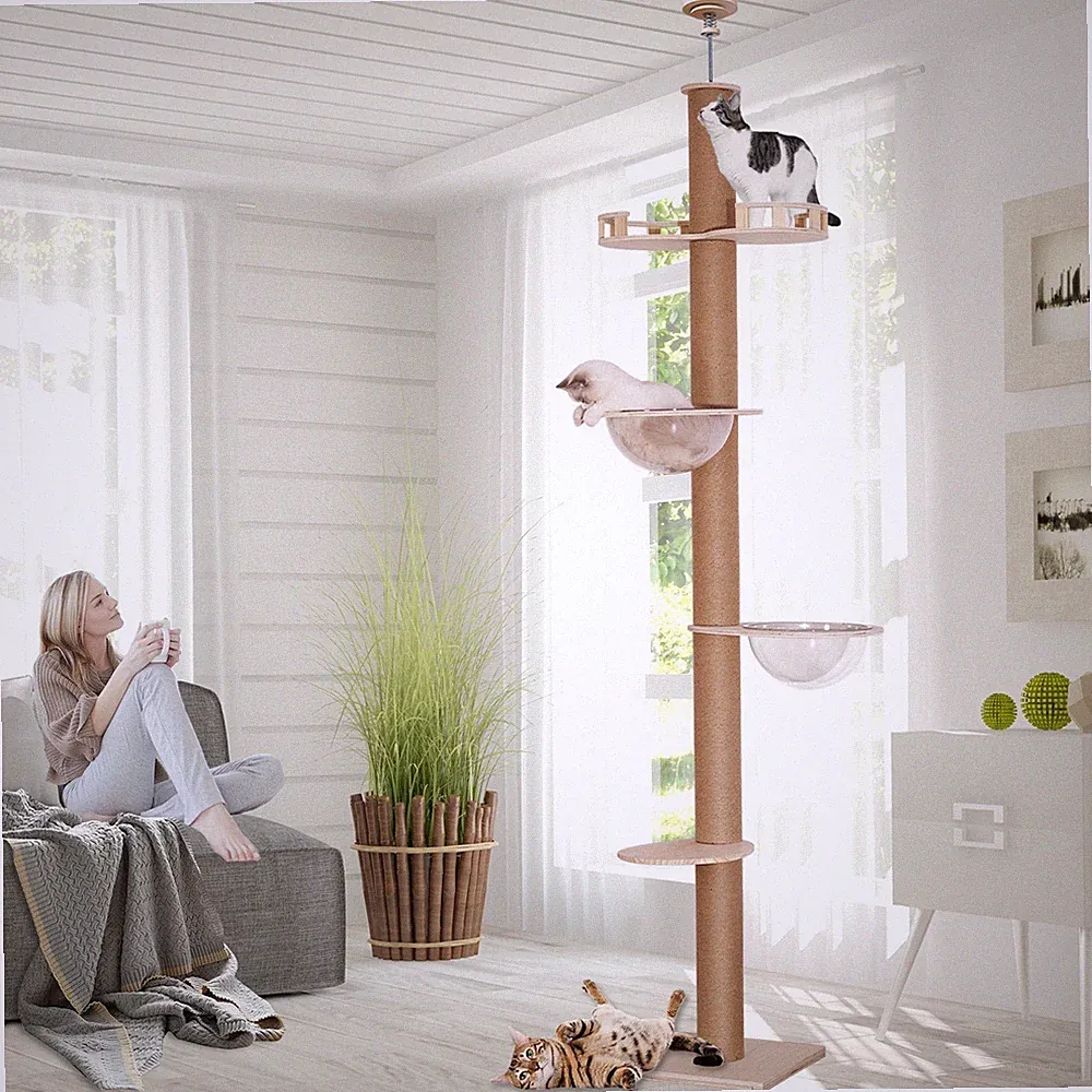 Kratzbaum Deckenhoch Kletterbaum Stabil Groß Katzenbaum Katzenkratzbaum Sisal
