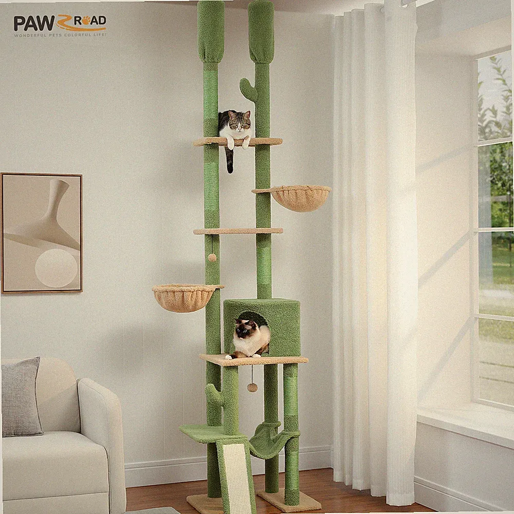 Kratzbaum Deckenhoch Kletterbaum Stabil Katzenbaum Kaktus Katzenkratzbaum Sisal