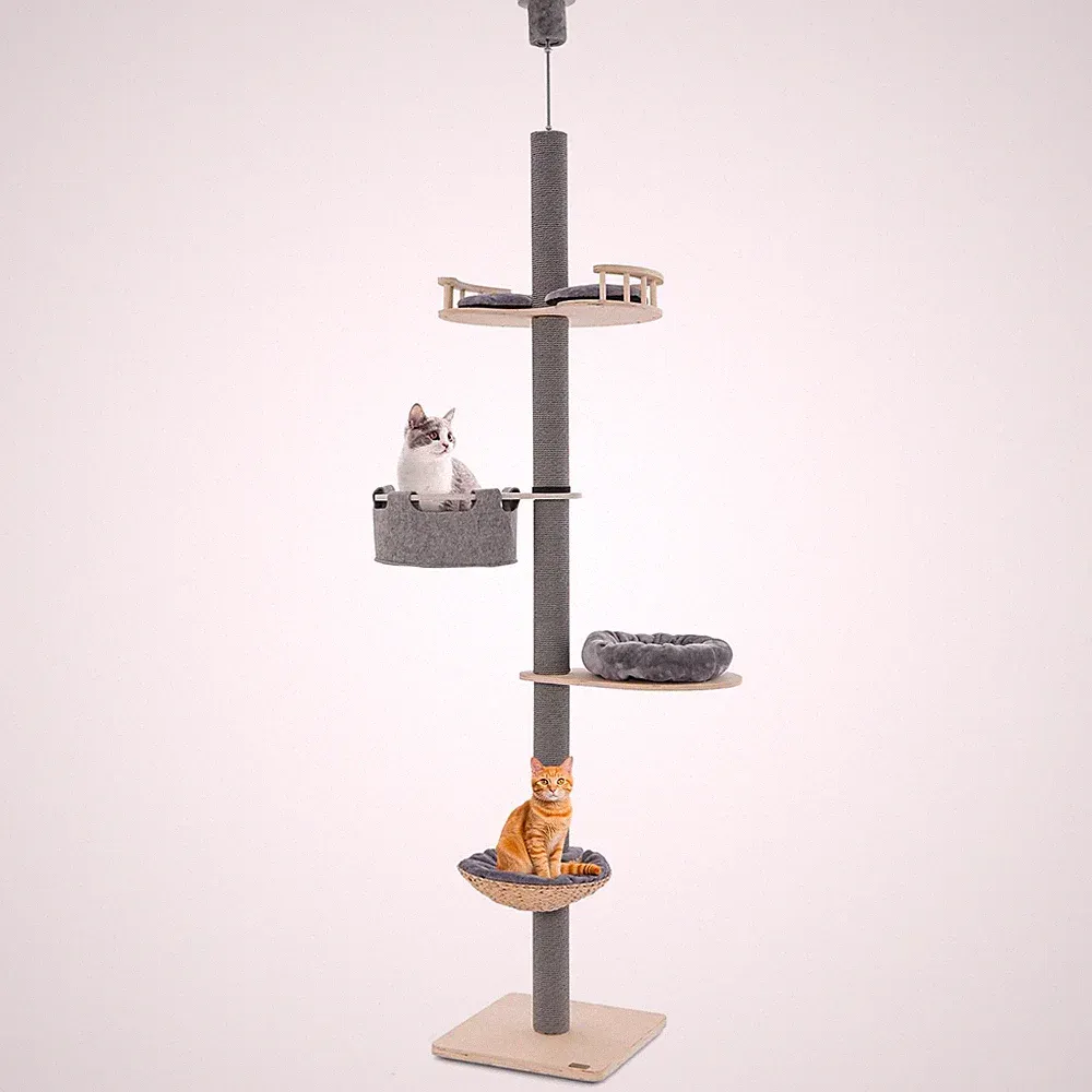 Kratzbaum deckenspanner, 236271 cm, 5 Etagen bis zur Decke reichender Katzent...