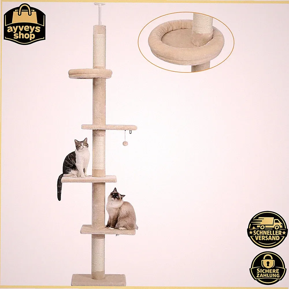 Beige Deckenspanner Kratzbaum