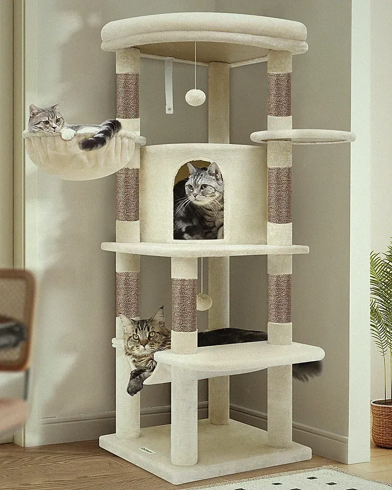Kratzbaum Ecke 90 Katzenhaus mit Plattform Hängematte 130