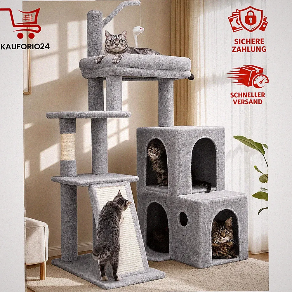 Kratzbaum F50 Katzenhaus 50cm Sisalrampe Stabil für Ecke Platzsparend Senioren