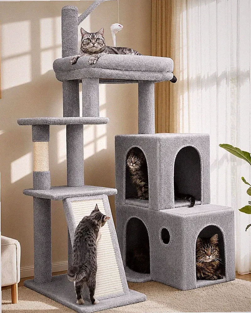 Kratzbaum F50 Katzenhaus Sisalrampe Stabil für Ecke Platzsparend 50cm Senioren