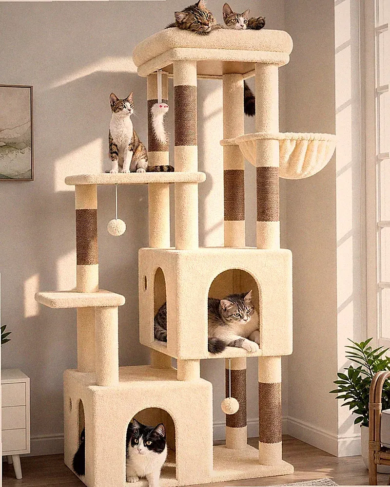 Kratzbaum F61 mit Höhle 45x40cm Plattform für 2-3 große Katzen