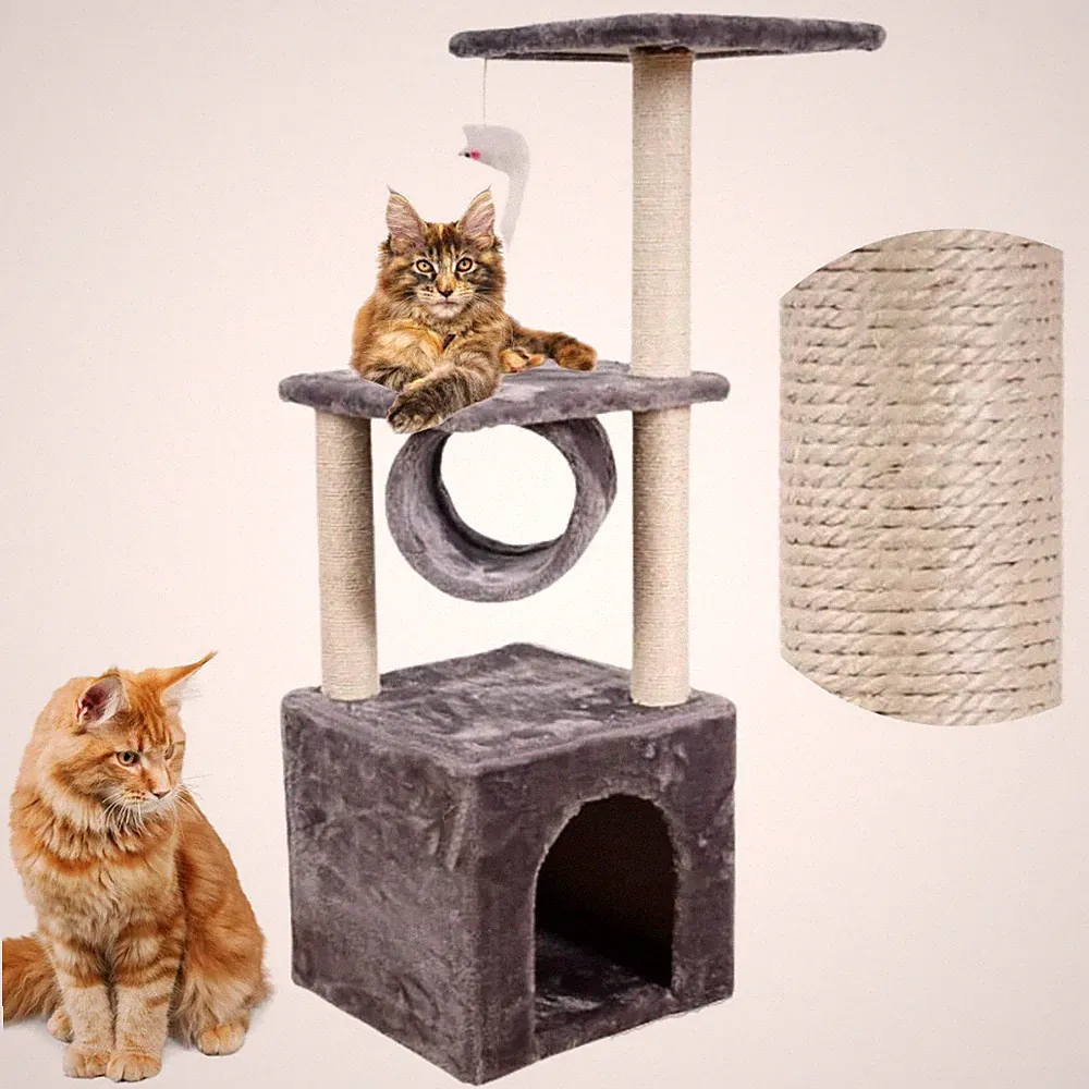 Kratzbaum für eine große Katze, Kratzhaus, Turm, Tunnel, Bett + Spielzeug PetJet