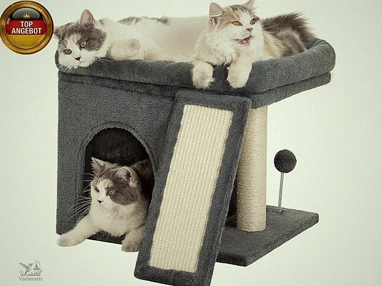 Kratzbaum für Große Katzen Stabil, Katzenbaum mit Groß Liegefläche(51x41cm), 2 T