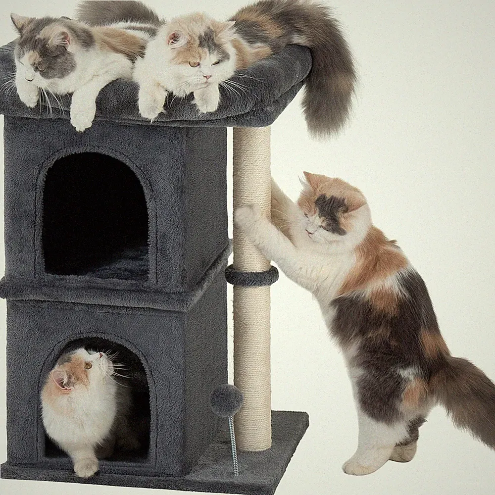 Kratzbaum für große Katzen – Stabil und einfach zu montieren (Dunkel Grau)