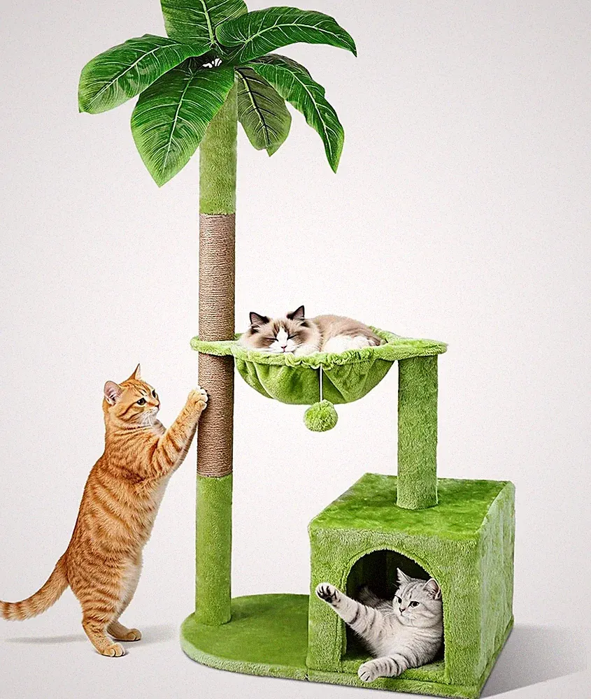 Kratzbaum für große & kleine Katzen, 110cm hoch, mit Sisal-Seil & Plüschball